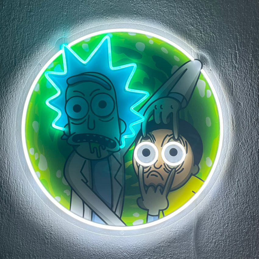 Ricky ve Morty UV Baskılı Neon, Ricky ve Morty  Neon Duvar Sanatı, Neon Işık Tabelası, Özel Neon Tabela, UV Baskı Neon Tabela, Akrilik Neon Tabela, Neon Hediyeler UV40