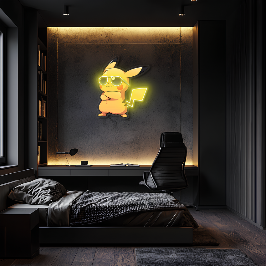 Pikachu Neon Tablo , Uv Baskı Neon, Pokemon Duvar Dekoru, Uv Baskı Neon Tabela, Neon Işık, Neon Duvar Sanatı, Neon Tabela, Neon Işık Tabela, Neon Hediyeler UV46