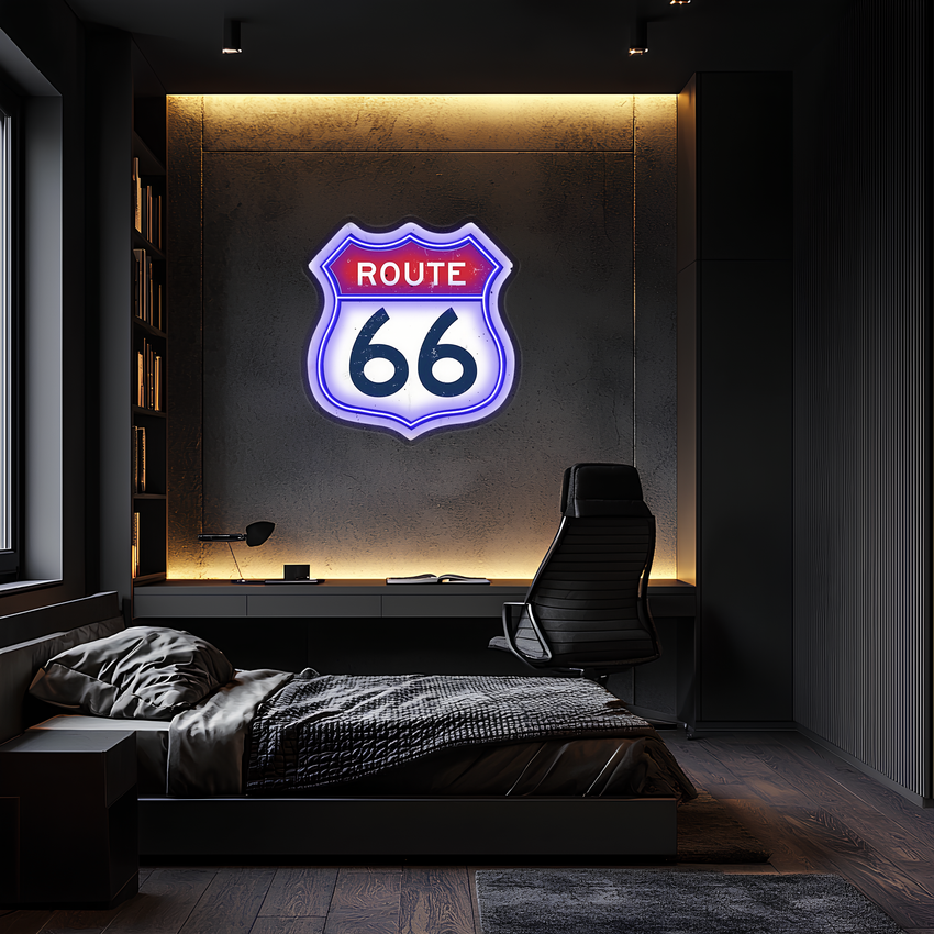 Route 66 Pleksiglas Neon Sanatı, Route 66 Neon Tabela, Neon Işık Tabela, Neon Duvar Sanatı, Neon Tabela, Neon Işık Tabela, Neon Hediyeler, Oyuncu Hediyeleri Uv19