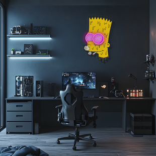 Bart Simpson Pleksiglas Neon Sanatı, Simpson Neon Tabela, Neon Işık Tabela, Neon Duvar Sanatı, Neon Tabela, Neon Işık Tabela, Neon Hediyeler, Oyuncu Hediyeleri UV27