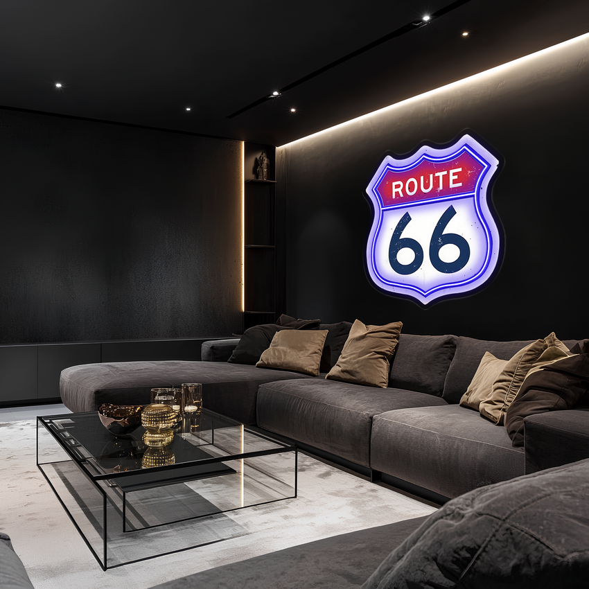 Route 66 Pleksiglas Neon Sanatı, Route 66 Neon Tabela, Neon Işık Tabela, Neon Duvar Sanatı, Neon Tabela, Neon Işık Tabela, Neon Hediyeler, Oyuncu Hediyeleri Uv19