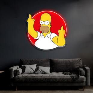 Homer Simpson  Uv Baskı Neon Tablo, Simpson  Baskılı Neon Tablo