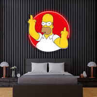 Homer Simpson  Uv Baskı Neon Tablo, Simpson  Baskılı Neon Tablo