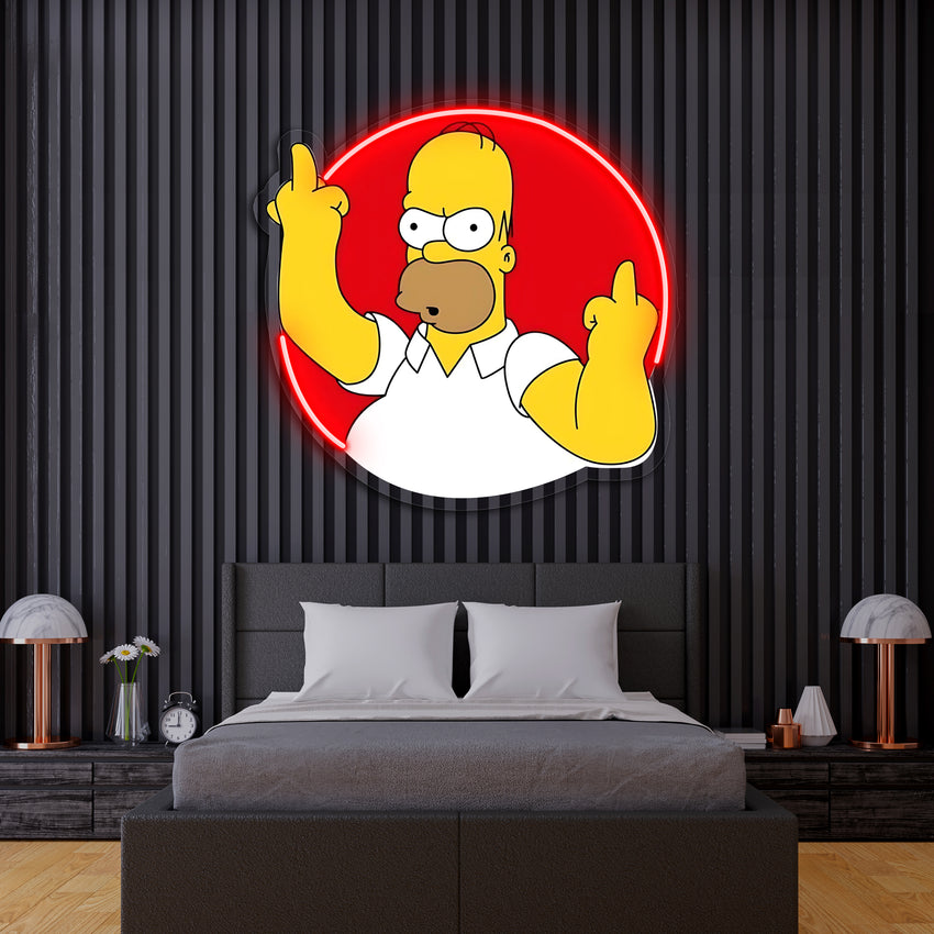 Homer Simpson  Uv Baskı Neon Tablo, Simpson  Baskılı Neon Tablo