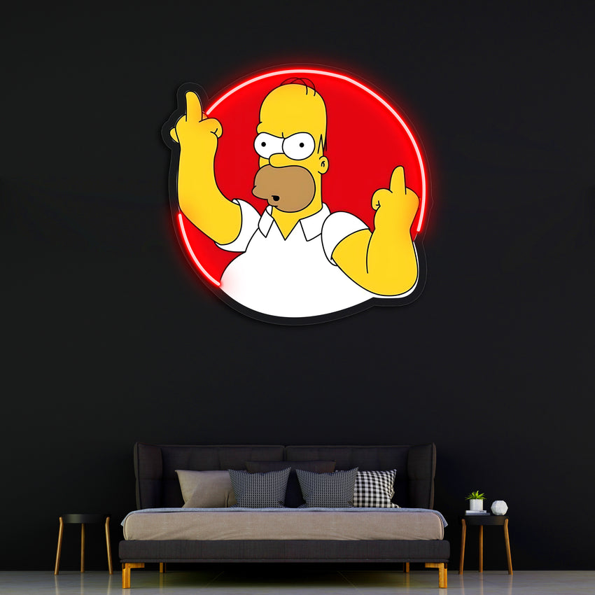 Homer Simpson  Uv Baskı Neon Tablo, Simpson  Baskılı Neon Tablo