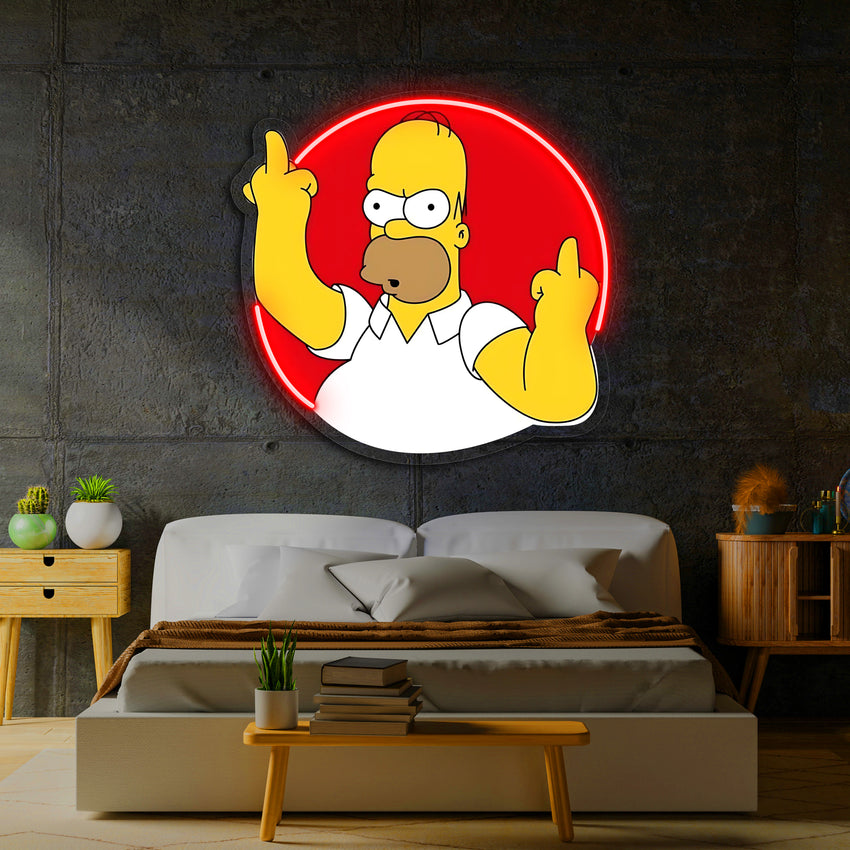 Homer Simpson  Uv Baskı Neon Tablo, Simpson  Baskılı Neon Tablo