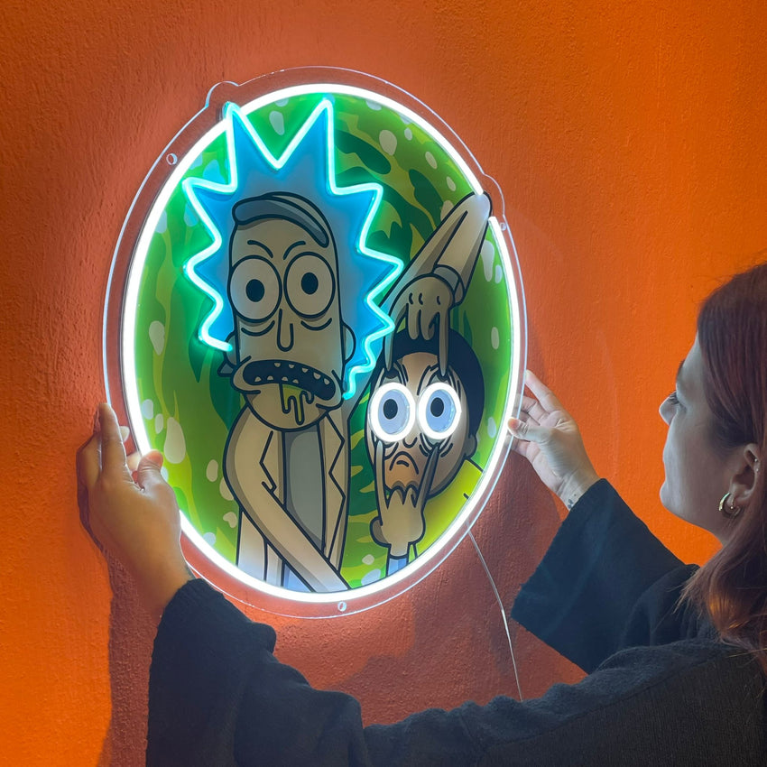 Ricky ve Morty UV Baskılı Neon, Ricky ve Morty  Neon Duvar Sanatı, Neon Işık Tabelası, Özel Neon Tabela, UV Baskı Neon Tabela, Akrilik Neon Tabela, Neon Hediyeler UV40