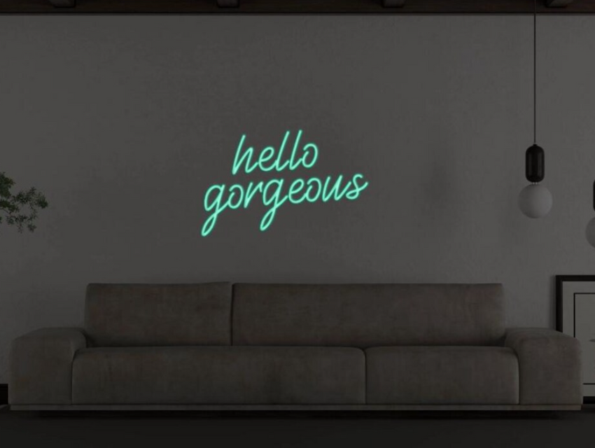 Hello Gorgeous  LED Neon Işık | Ev ve Ofis için Parlak Duvar Dekoru | Özelleştirilebilir Aydınlatma Hediyesi | Neon Sanat Sergisi