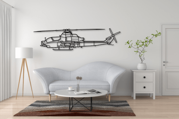 AH 1Z Viper Helikopter Uçak Silueti - Özel Metal Uçak Duvar Sanatı & Eşsiz Duvar Dekoru Air26