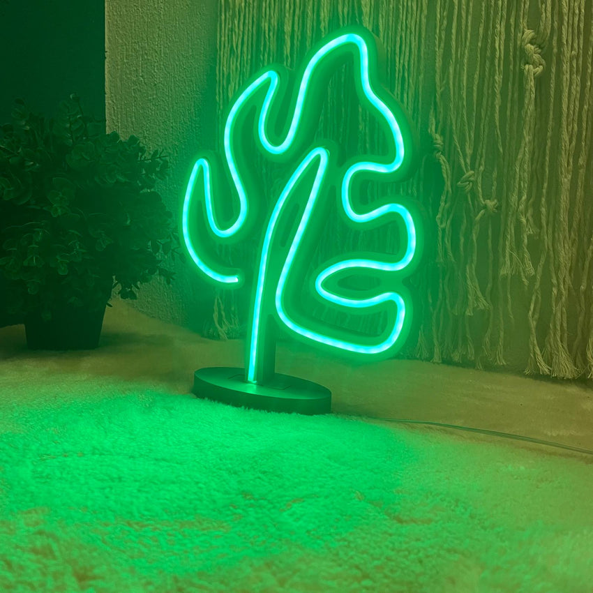 Tropikal Yaprak Neon Gece Lambası – USB & Adaptör Uyumlu, Dimmer Kumanda Seçenekli