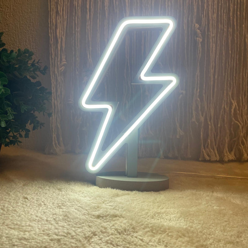 Şimşek Neon Gece Lambası – USB & Adaptör Uyumlu, Dimmer Kumanda Seçenekli