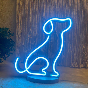 Köpek Figürlü Neon Gece Lambası – USB & Adaptör Uyumlu, Dimmer Kumanda Seçenekli