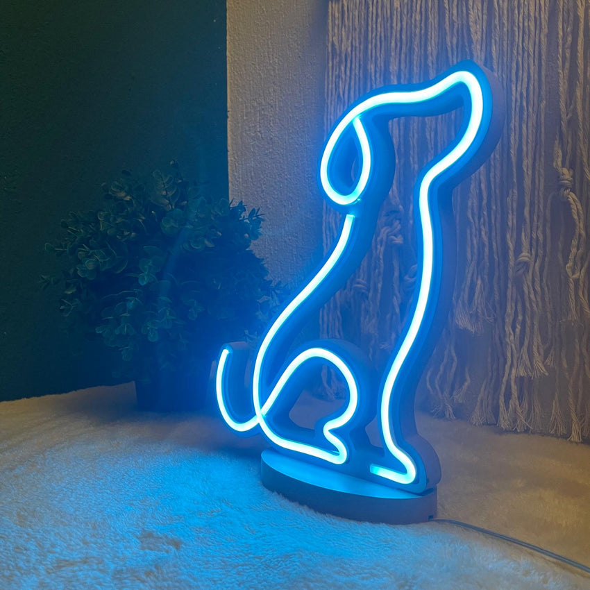 Köpek Figürlü Neon Gece Lambası – USB & Adaptör Uyumlu, Dimmer Kumanda Seçenekli