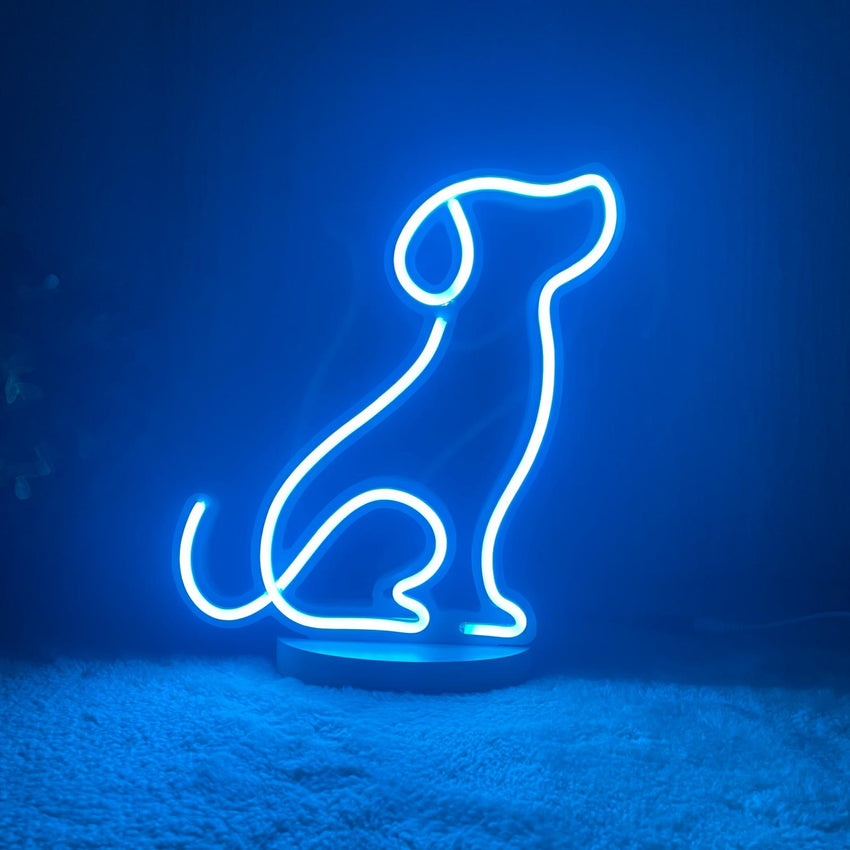 Köpek Figürlü Neon Gece Lambası – USB & Adaptör Uyumlu, Dimmer Kumanda Seçenekli