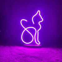 Kedi Figürlü Neon Gece Lambası – USB & Adaptör Uyumlu, Dimmer Kumanda Seçenekli