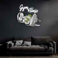 Gym & Tonic Neon Sanatı, Art Deco Neon Tabela, Neon Işık Tabelası, Neon Duvar Sanatı, Neon Tabela, Neon Işık Tabelası, Neon Hediyeler, Spor Salonu Hediyeleri UV2