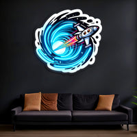 Space Jet UV Baskılı Neon, Neon Duvar Sanatı, Neon Işık Tabelası, Özel Neon Tabela, UV Baskı Neon Tabela, Akrilik Neon Tabela, Yeni Eve Taşınma Hediyeleri UV09