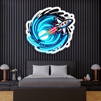 Space Jet UV Baskılı Neon, Neon Duvar Sanatı, Neon Işık Tabelası, Özel Neon Tabela, UV Baskı Neon Tabela, Akrilik Neon Tabela, Yeni Eve Taşınma Hediyeleri UV09