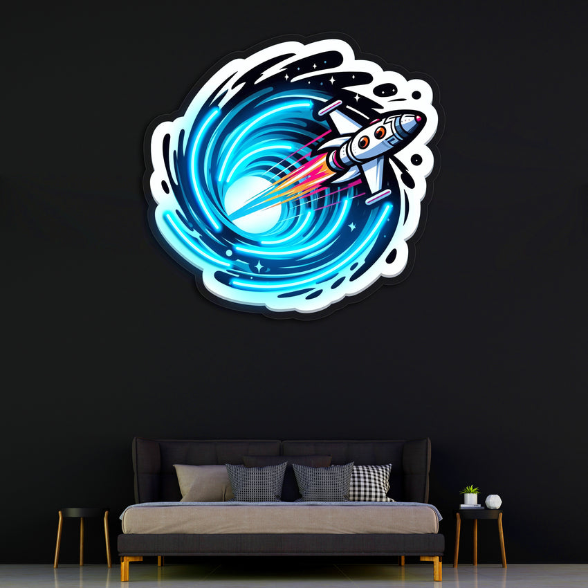 Space Jet UV Baskılı Neon, Neon Duvar Sanatı, Neon Işık Tabelası, Özel Neon Tabela, UV Baskı Neon Tabela, Akrilik Neon Tabela, Yeni Eve Taşınma Hediyeleri UV09