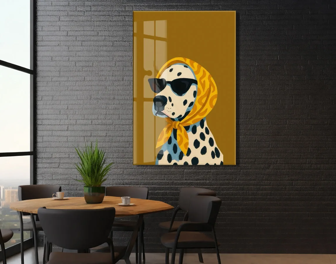 Retro Stil Köpek Tablosu – Hardal Zeminli Dekoratif Baskı - Peony126 — görsel 6