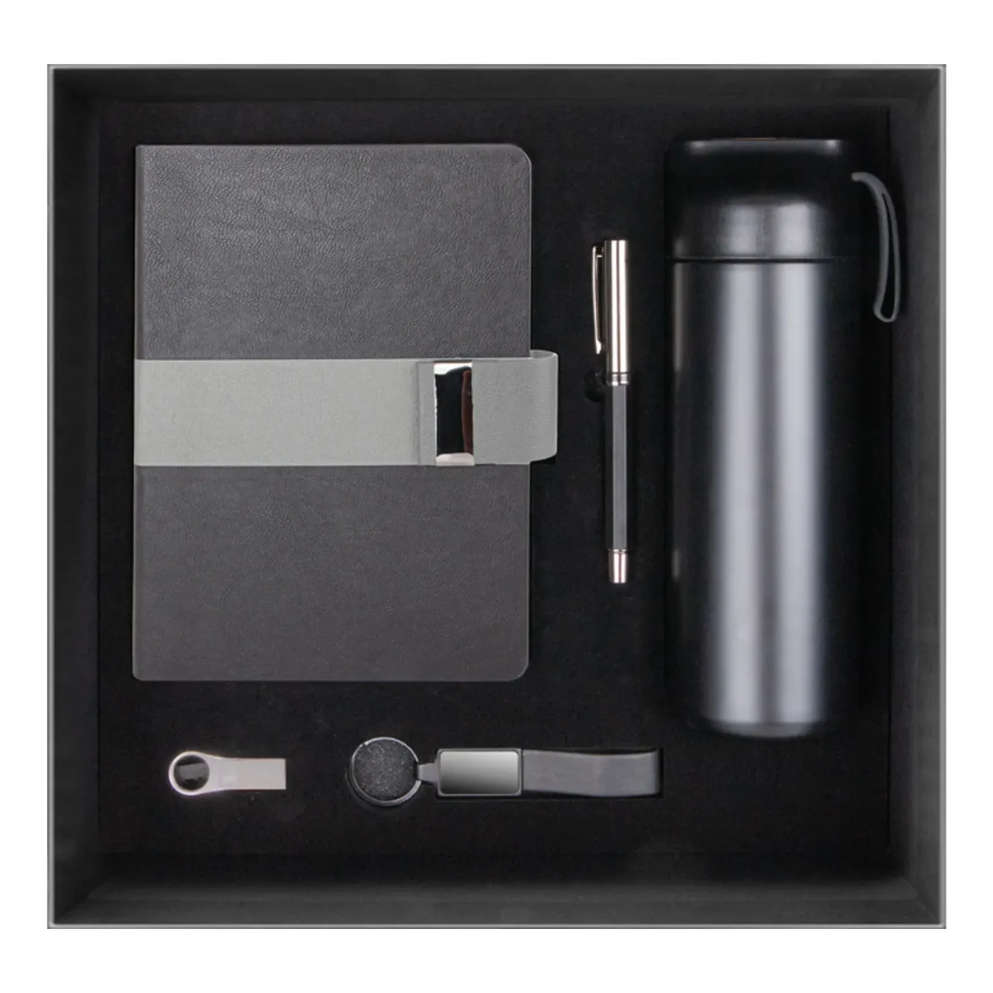 Premium Promosyon 5’li Kurumsal Hediye Seti – Defter, Termos, Roller Kalem, 32 GB USB ve Anahtarlık — görsel 1
