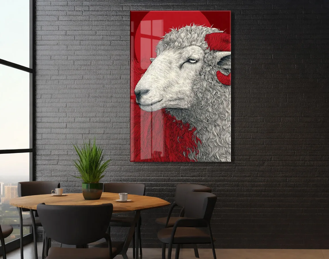 Lider Ruhlu Koç Cam Tablo – Modern Sanat Tarzı Kırmızı Duvar Dekoru - Peony078 — görsel 6