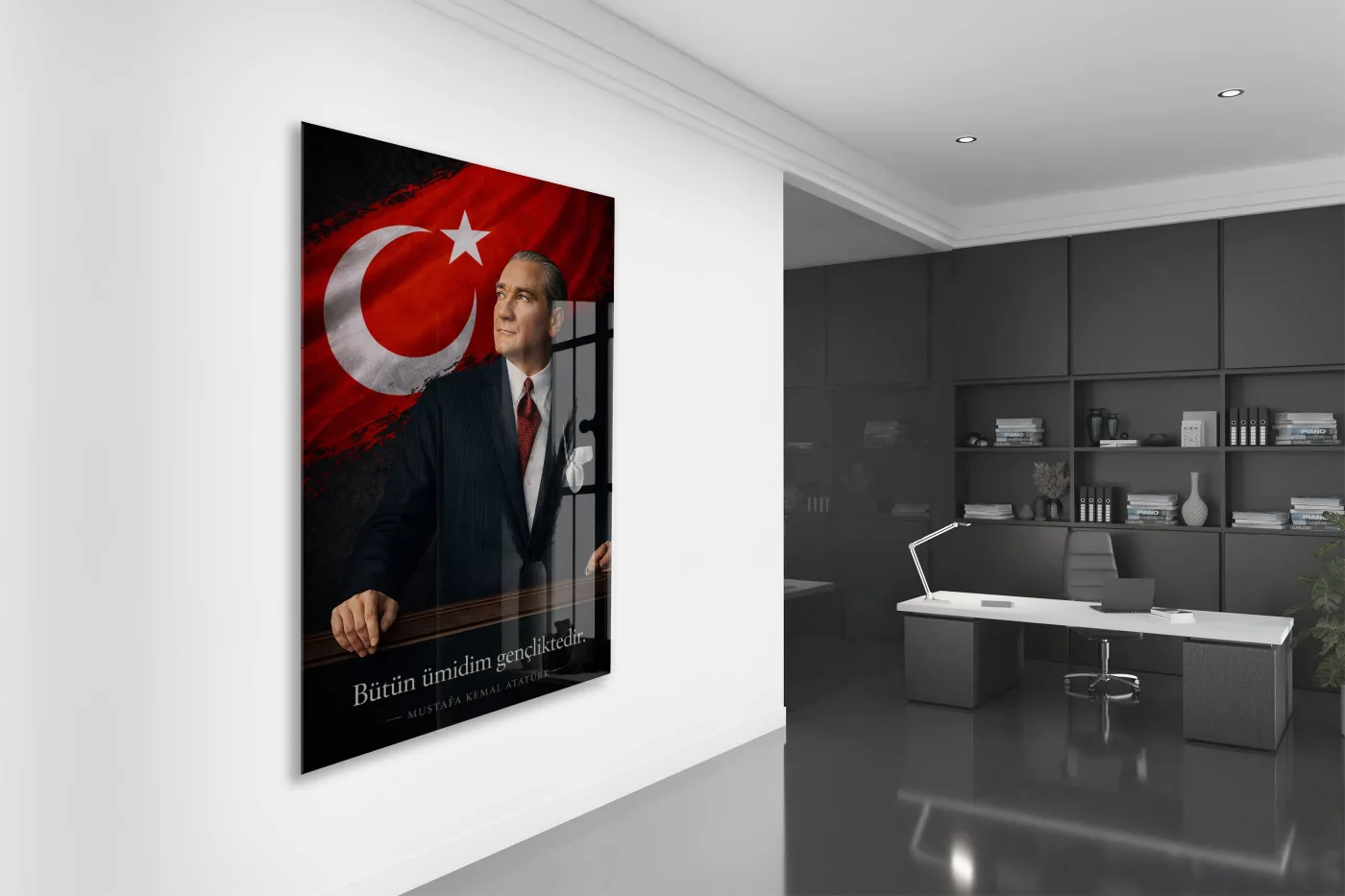 Mustafa Kemal Atatürk | Modern Cam Tablo-PeonyAta088 — görsel 4