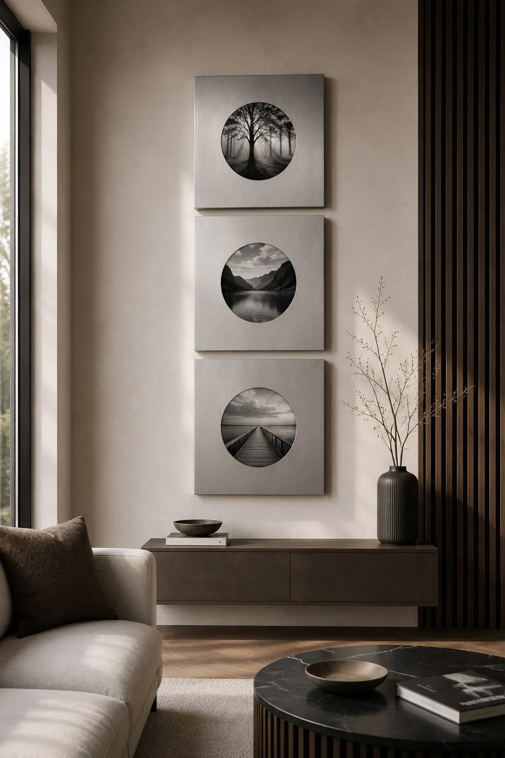 DUO |Paslanmaz Çelik İkili Fotoğraf Çerçevesi – Modern Metal Duvar Çerçevesi 40x40 cm — görsel 9
