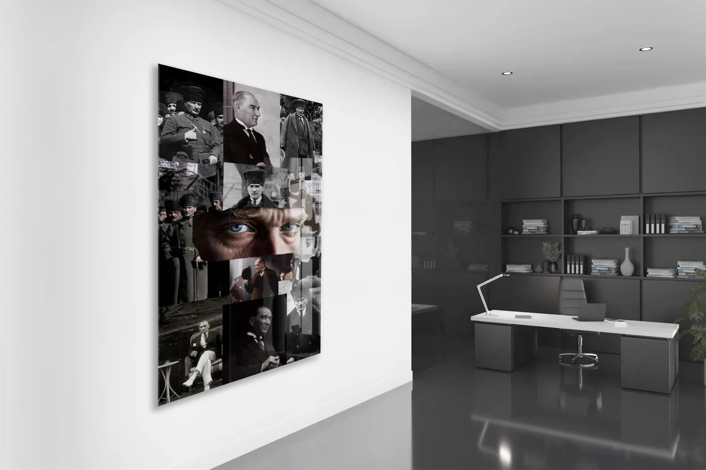 Atatürk Fotoğraf Kolajı Cam Tablo – Cumhuriyetin Kurucusu Temalı Özel Cam Duvar Tablosu -PeonyAta067 — görsel 5
