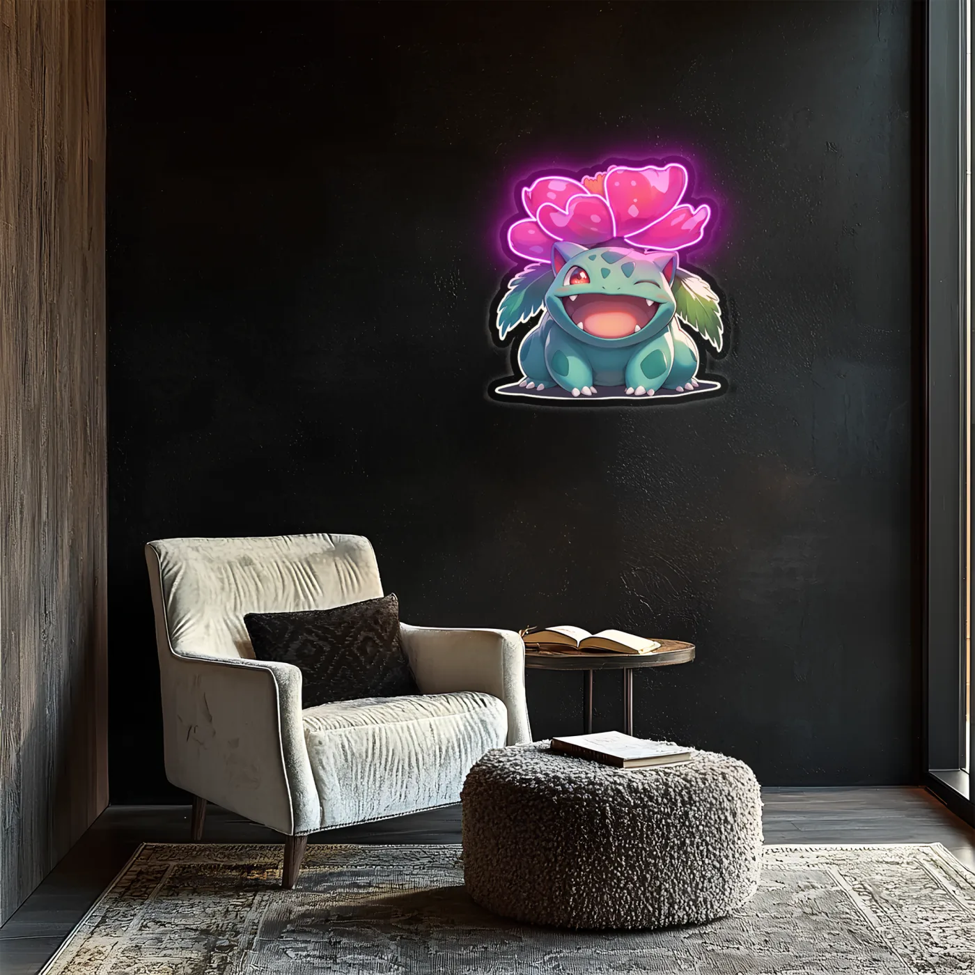 Venusaur Neon Duvar Dekoru | Renkli Çiçekli Pokémon Temalı Işıklı LED Tablo | Pleksi UV Baskı Neon Sanatı — görsel 5