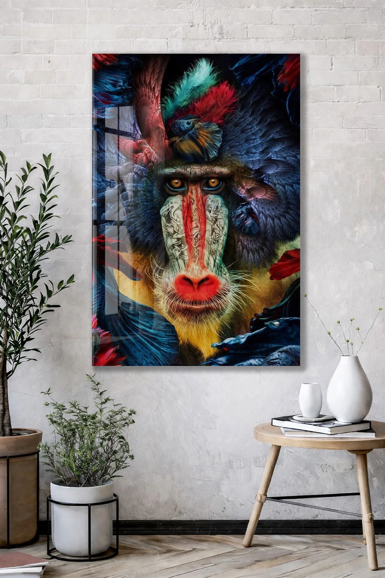 Etnik Desenli Maymun Portresi – Modern Dekoratif Tablo - Peony122 — görsel 2