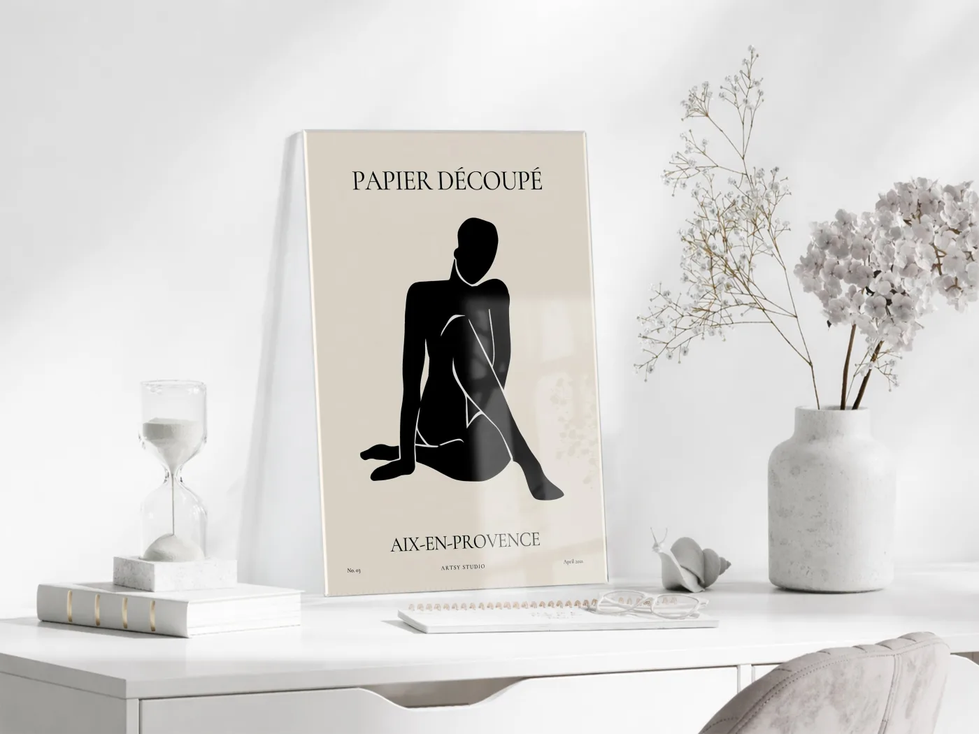 Papier Découpé Minimal Kadın Silüeti Cam Tablo | Modern Soyut Sanat UV Baskılı Temperli Cam Duvar Dekoru - Peony156 — görsel 3