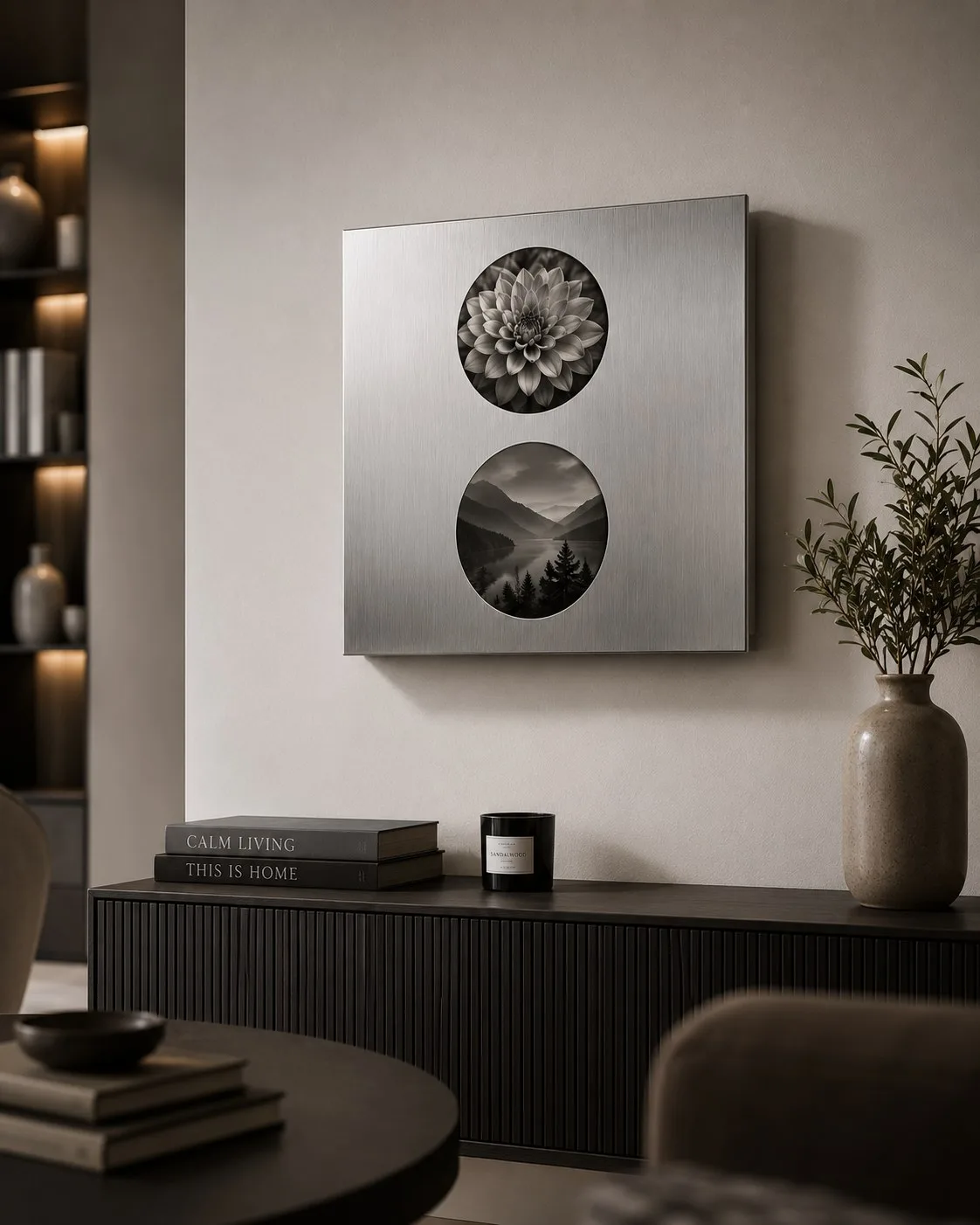 DUO |Paslanmaz Çelik İkili Fotoğraf Çerçevesi – Modern Metal Duvar Çerçevesi 40x40 cm — görsel 5