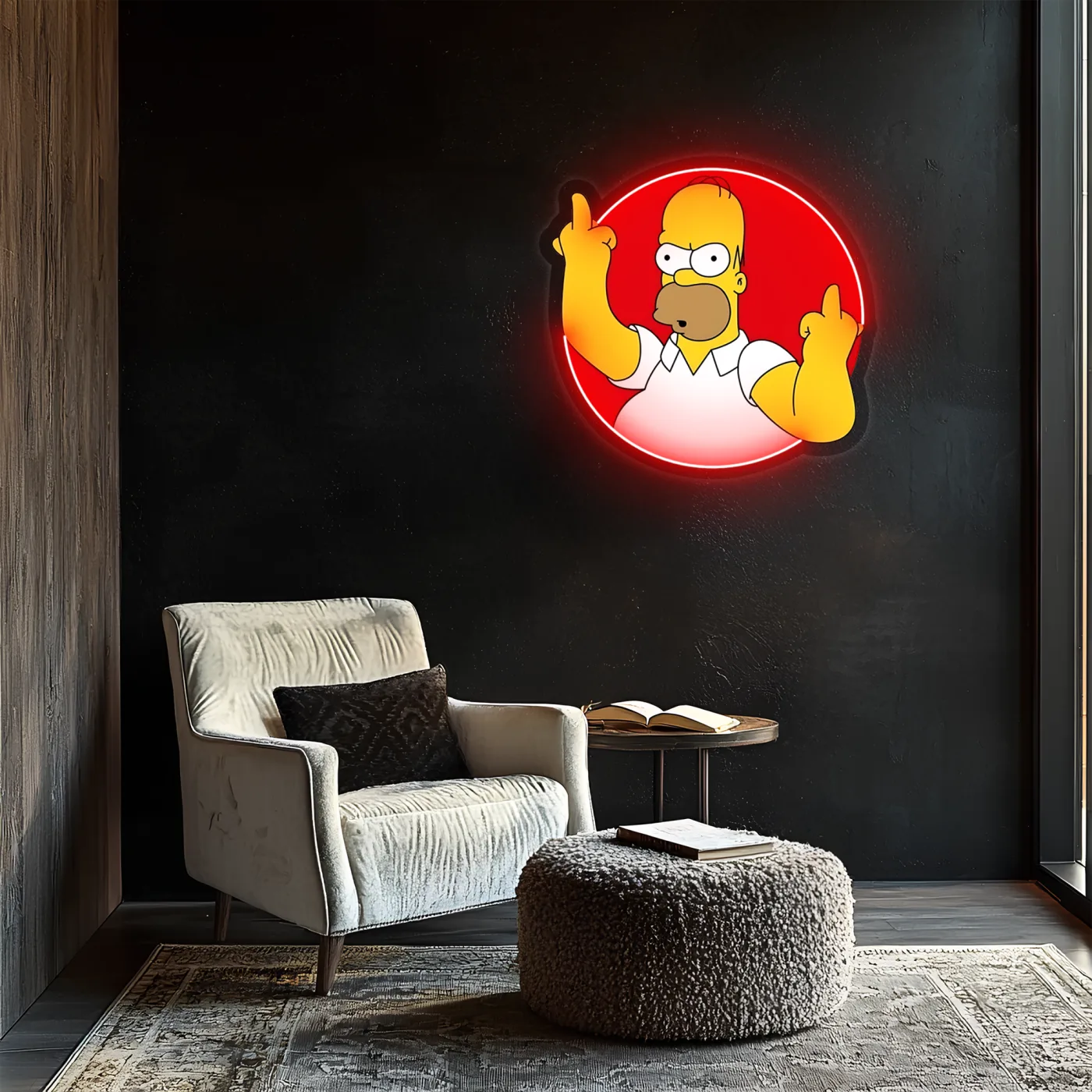 Simpson Neon Duvar Dekoru | Mizahi Işıklı Pleksi Tablo | Eğlenceli Gamer ve Bar Oda Dekoru — görsel 5