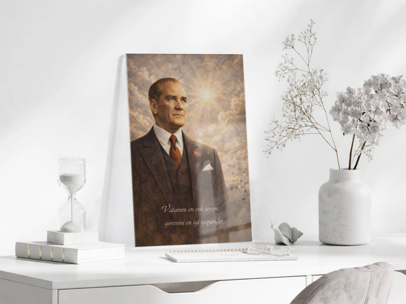 Mustafa Kemal Atatürk Cam Tablo - PeonyAta016 — görsel 3