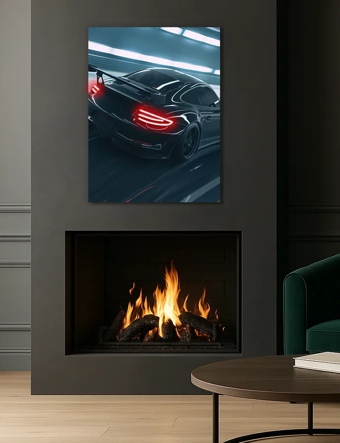 Siyah GT3 Tarzı UV Baskı Neon Duvar Dekoru | Pleksi Işıklı Yarış Araba Tablo | Modern Ev ve Ofis Dekoru — görsel 4