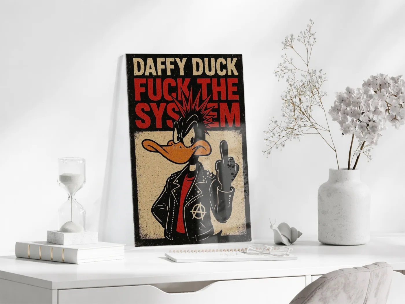 Daffy Duck Fuck The System Cam Tablo – Punk Temalı Duvar Dekorasyonu - Peony109 — görsel 4