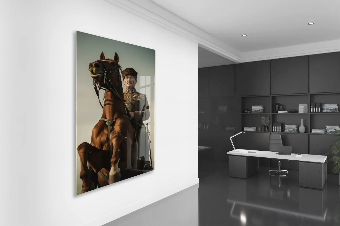 Mustafa Kemal Atatürk Cam Tablo – Liderlik, Cesaret ve Milli Mücadele Ruhunu Yansıtan Tarihi ve Sanatsal Duvar Dekoru -PeonyAta041 — görsel 5