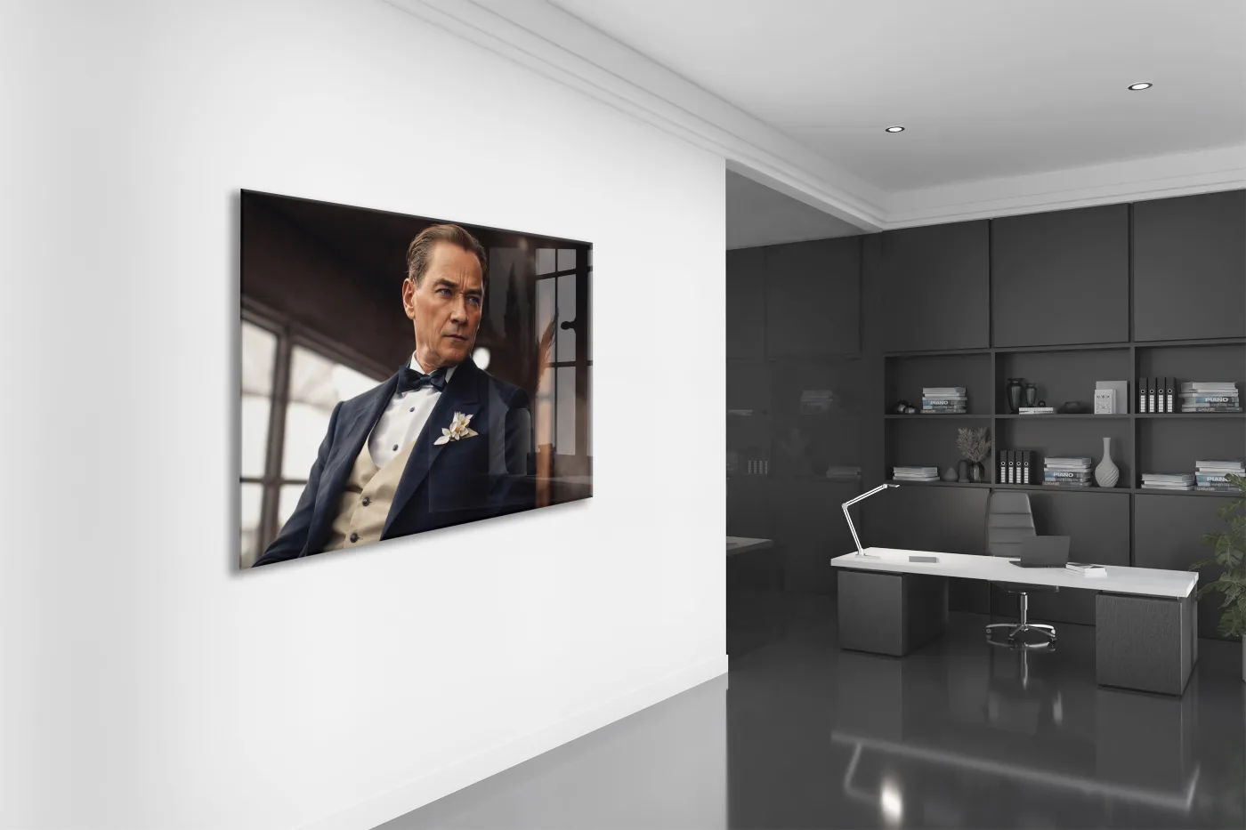 Modern Mustafa Kemal Atatürk Portre Cam Tablo | Premium UV Baskılı Temperli Cam -PeonyAta1323 — görsel 4
