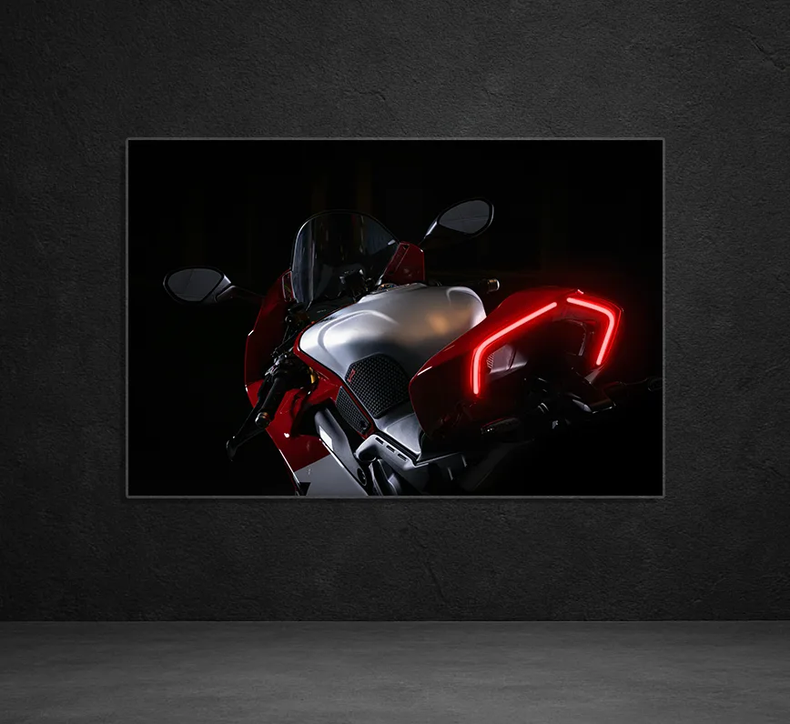 Spor Motosiklet UV Baskı Neon Tablo | LED Stop Işıklı Pleksi Duvar Dekoru | Motor Tutkunları İçin Özel Tasarım — görsel 5
