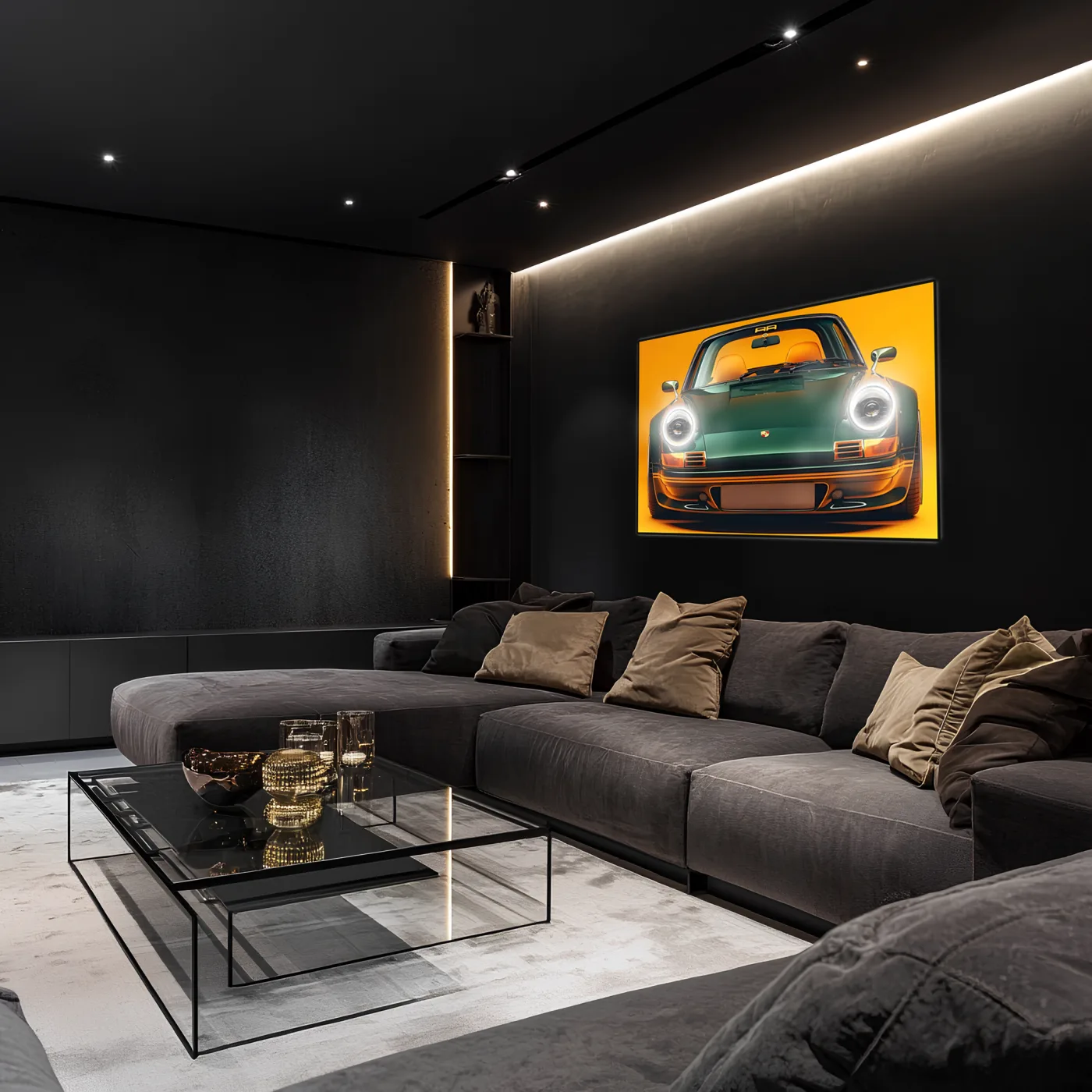 Porsche 911 Retro Model UV Baskı Neon Duvar Dekoru | Pleksi Işıklı Spor Araba Tablo | Modern Ev ve Ofis Dekoru — görsel 3