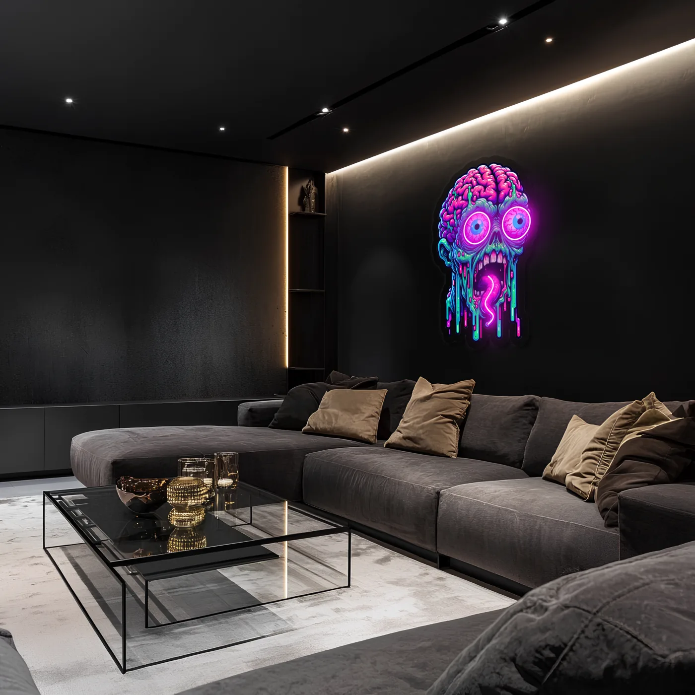 Psychedelic Brain Neon Duvar Dekoru | Gamer Oda Işıklı Pleksi Tablo | Renkli UV Baskı Neon Sanat — görsel 3