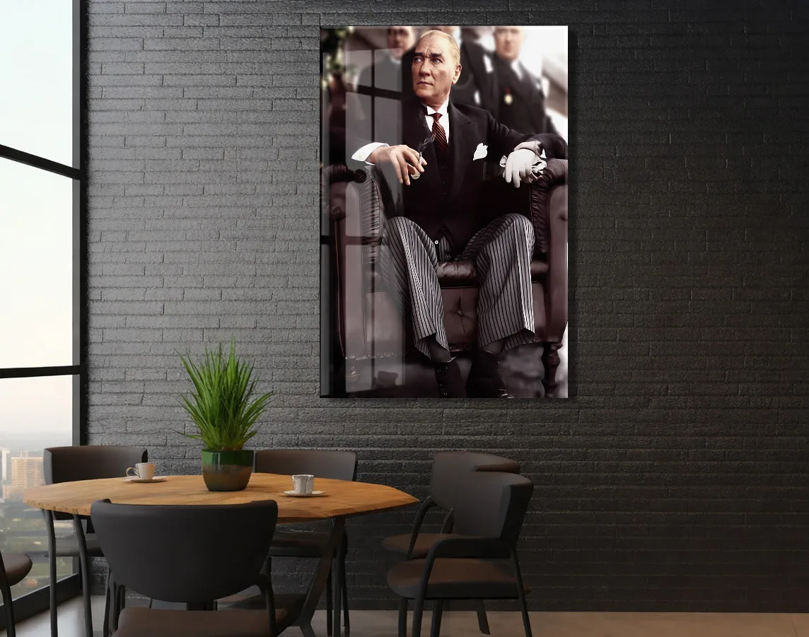 Atatürk Cam Tablo – İkonik Liderlik Portresi, 4 mm Temperli Cam Üzerine Prestijli ve Güçlü Duvar Dekoru -PeonyAta1026 — görsel 6