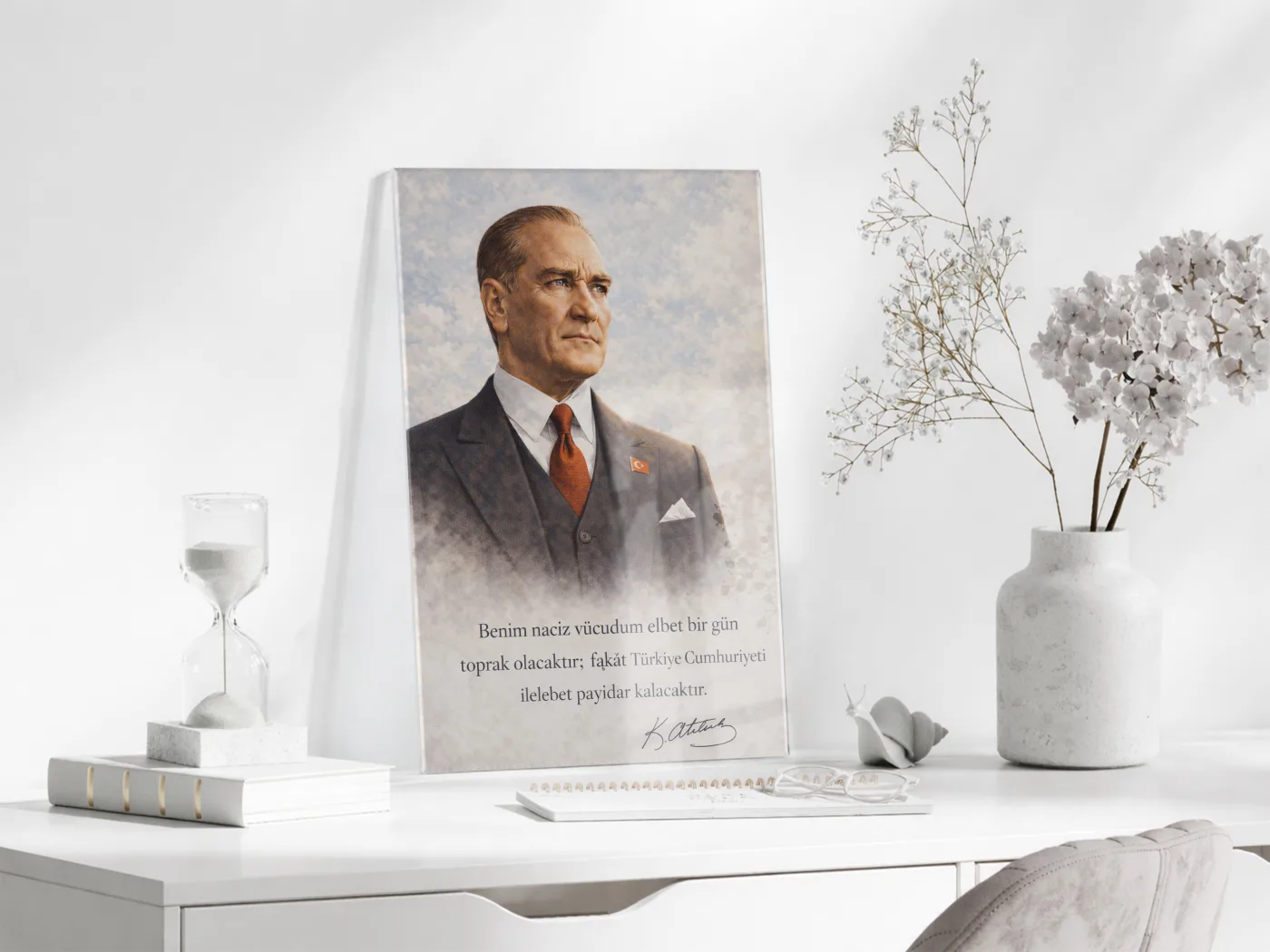 Mustafa Kemal Atatürk Cam Tablo - PeonyAta021 — görsel 3