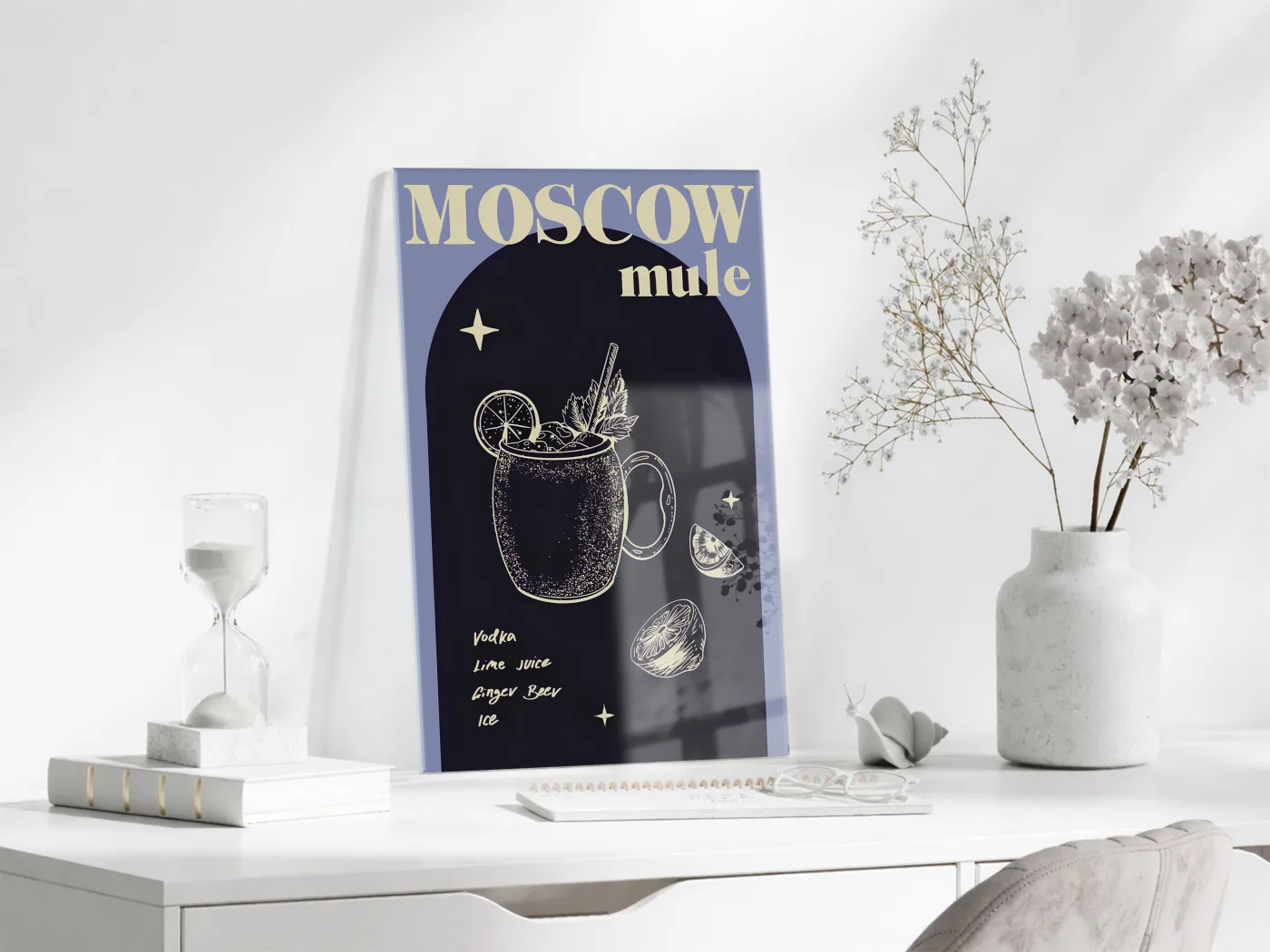 Moscow Mule Kokteyl Cam Tablo | Modern Mutfak ve Bar Dekoru UV Baskılı Temperli Cam - Peony143 — görsel 3