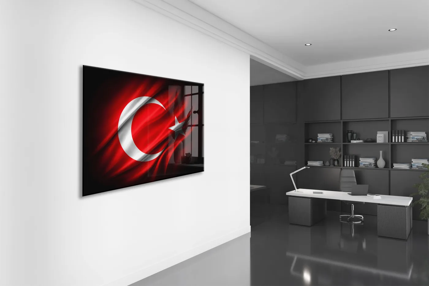 Dalgalanan Türk Bayrağı Cam Tablo | 4 mm Temperli UV Baskılı Premium Modern Duvar Dekoru -PeonyAta1315 — görsel 4