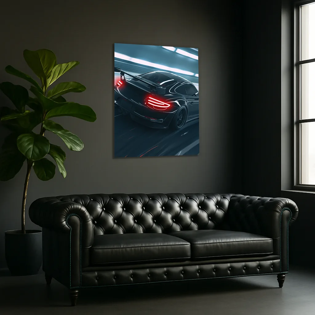Siyah GT3 Tarzı UV Baskı Neon Duvar Dekoru | Pleksi Işıklı Yarış Araba Tablo | Modern Ev ve Ofis Dekoru — görsel 2
