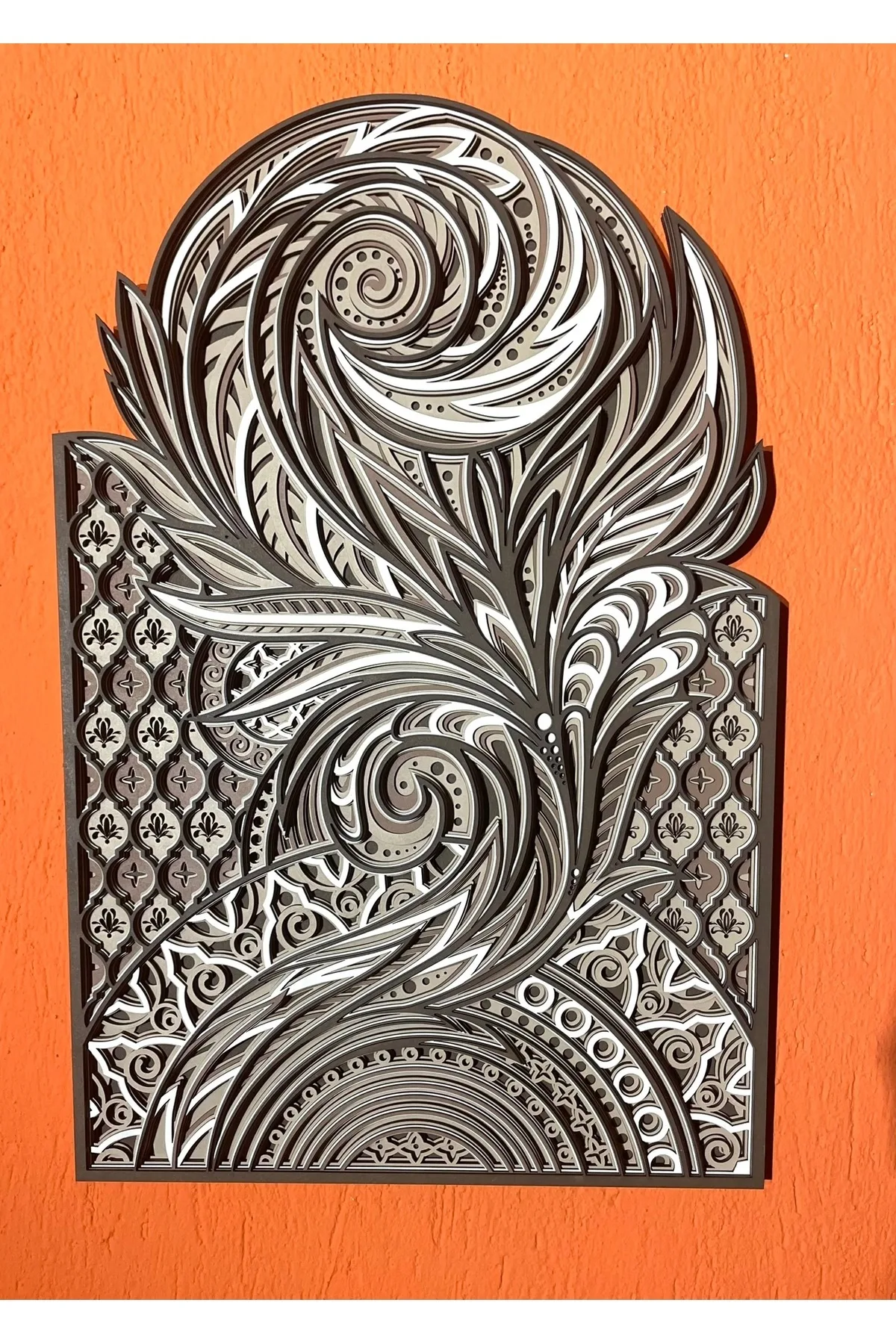 Modern Boho Mandala Tablo – El Boyaması 7 Katmanlı Ahşap Sanat — görsel 6