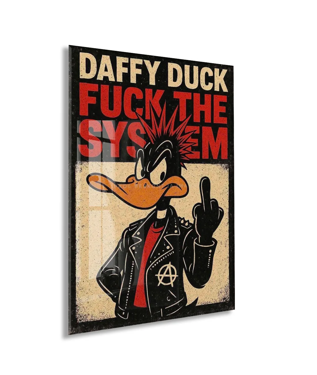 Daffy Duck Fuck The System Cam Tablo – Punk Temalı Duvar Dekorasyonu - Peony109 — görsel 1
