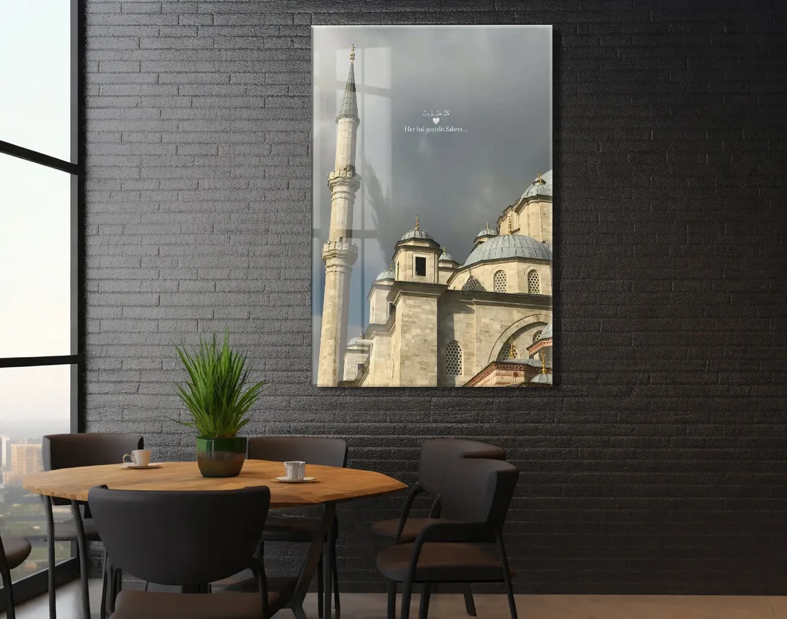 Her Hal Geçicidir Sabret Yazılı Cami Cam Tablo - PeonyDini153 — görsel 6